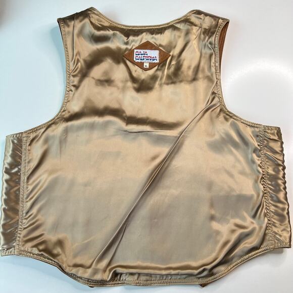 Baja California Vintage Faux-Leather Western Vest Brown Sleeveles Pocket Size XL - Picture 9 of 12